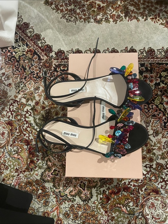 Miu Miu Shoes - Miu Miu Black Slingback Heels with Multicolor Crystal Embellishments!Final sale!